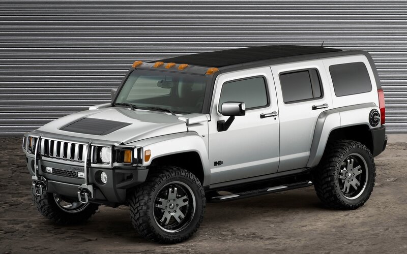 Silver Hummer H3 SUV