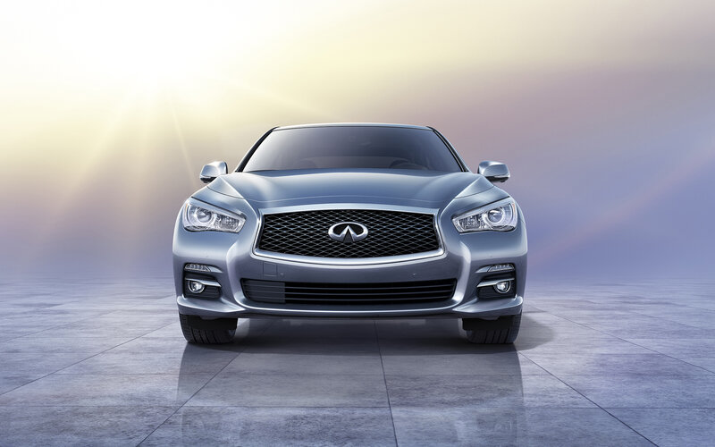 Silver Infini Car — Dramatic, Sunrise