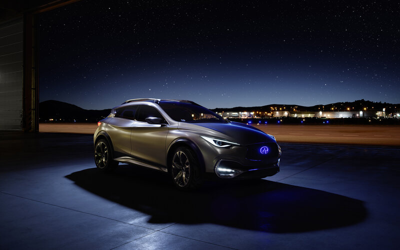Silver Infiniti Concept Car — Dramatic, Night