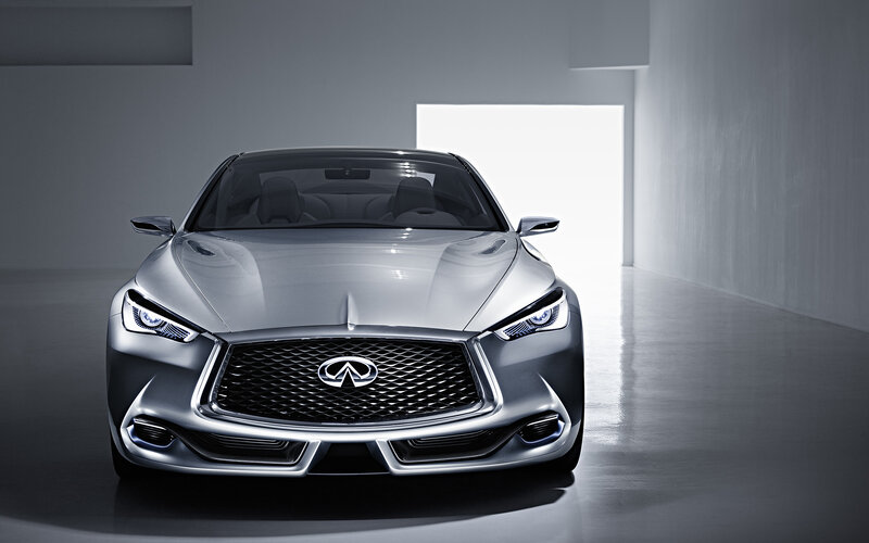 Silver Infiniti Concept Car — Dramatic, Photograph, Grille
