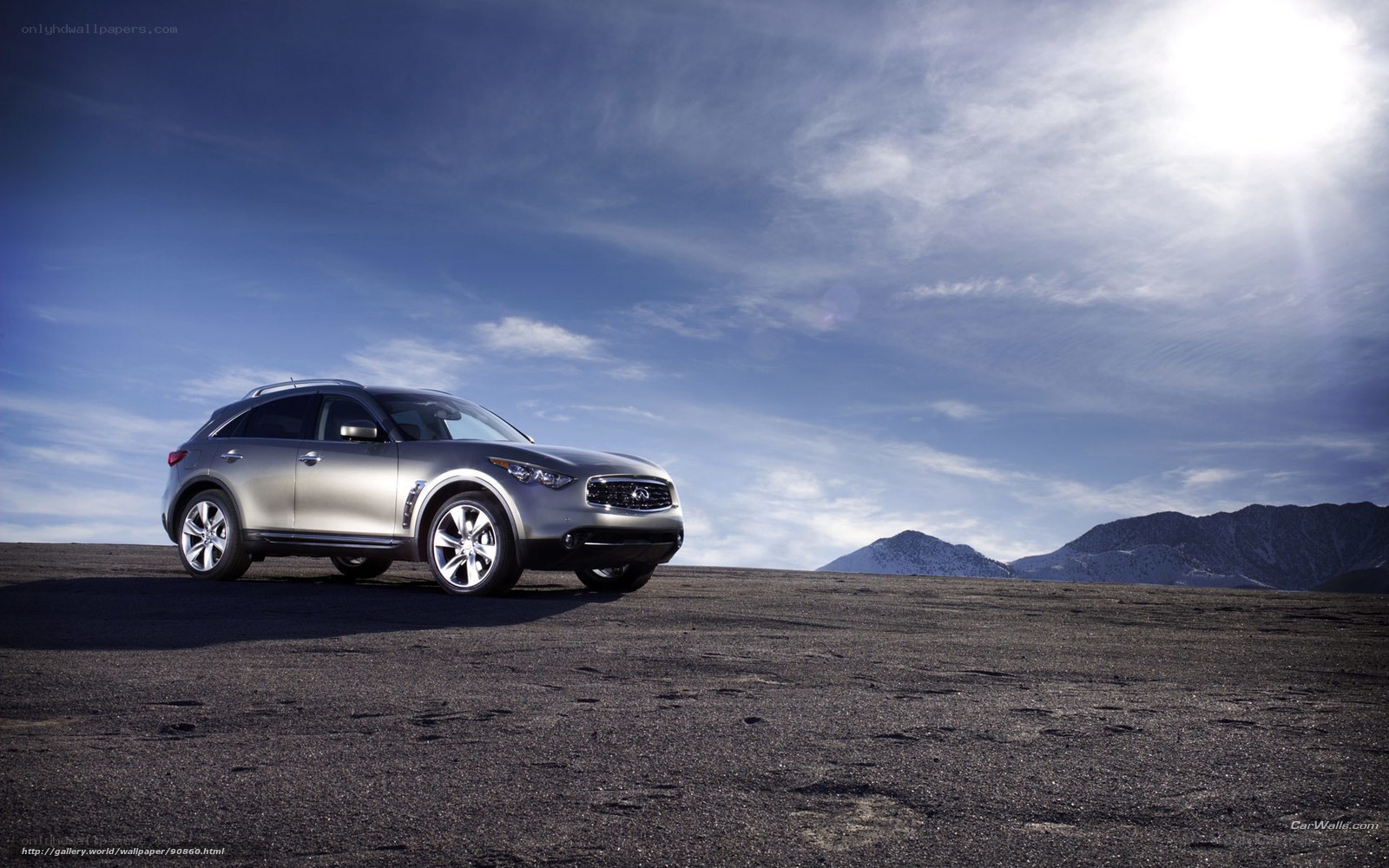 Silver Infiniti FX on a mountain road