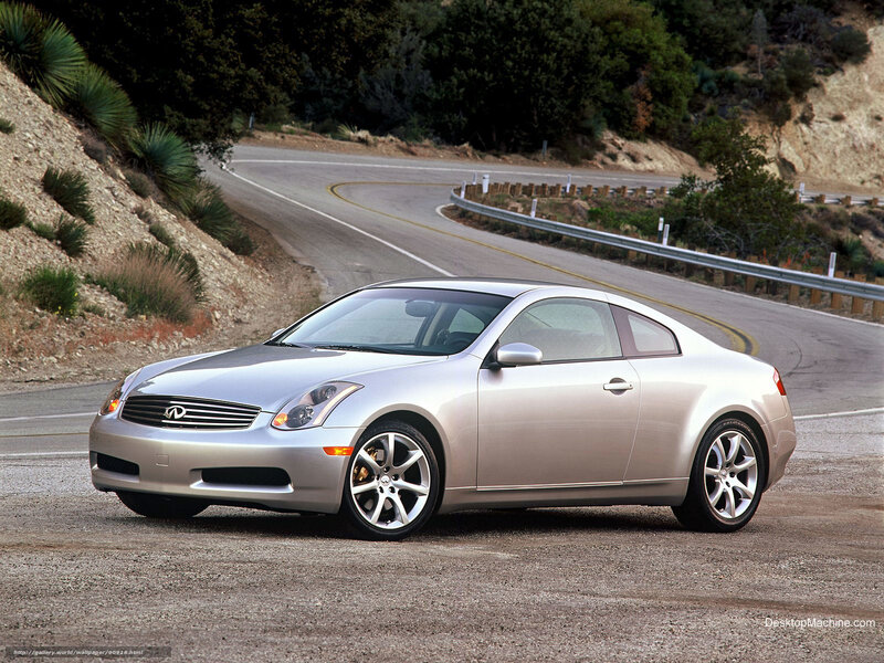 Silver Infiniti G35 Coupe on a winding road