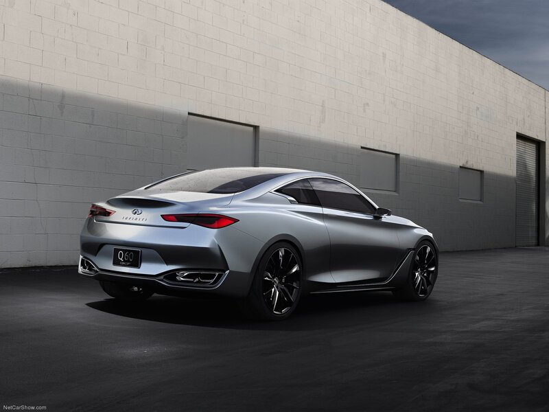 Silver Infiniti Q60 Concept — Dramatic, Photograph, Car, Building