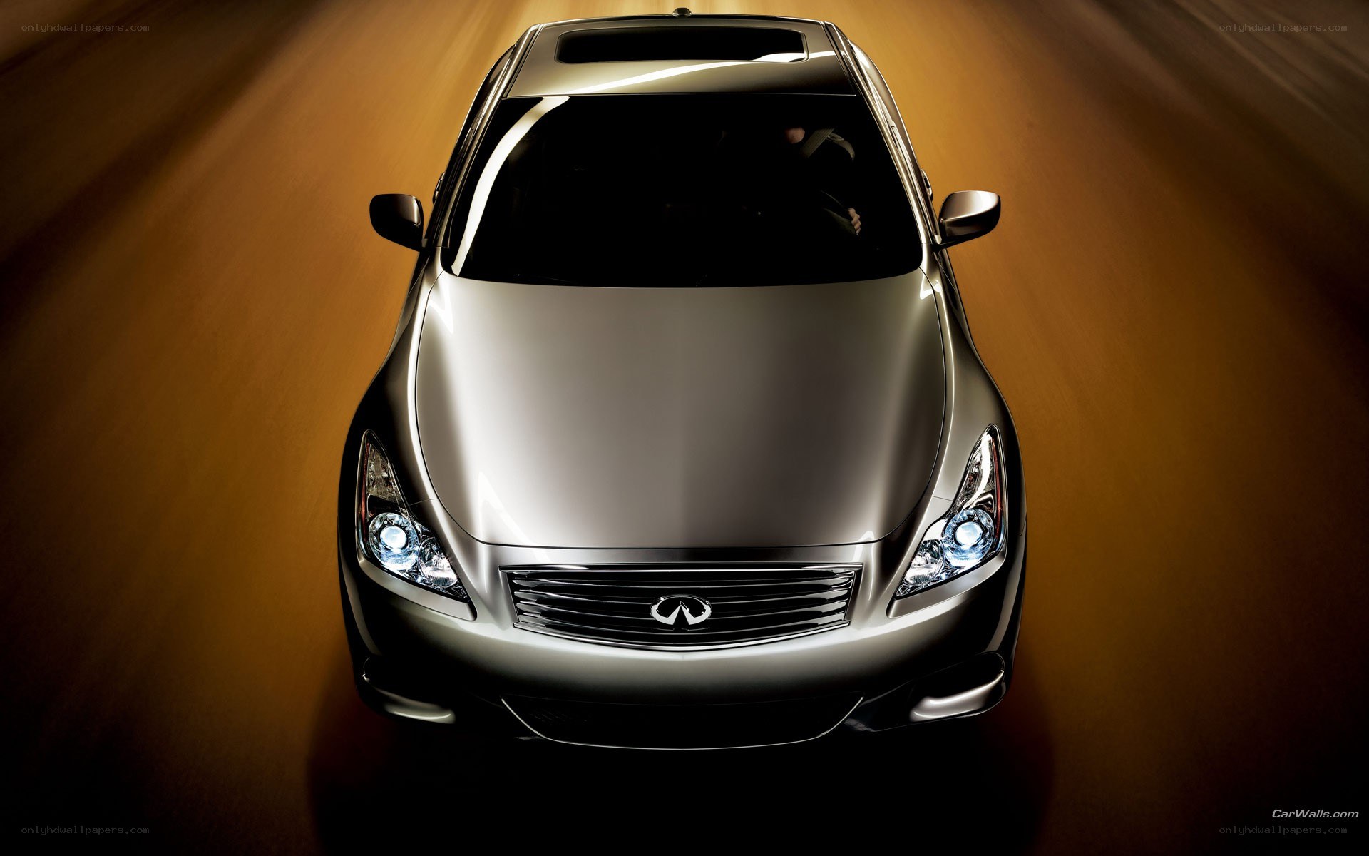 silver infiniti sedan from above