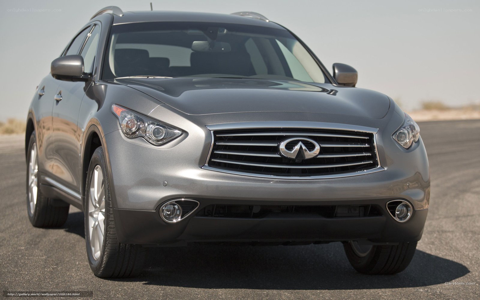 silver infiniti suv front view