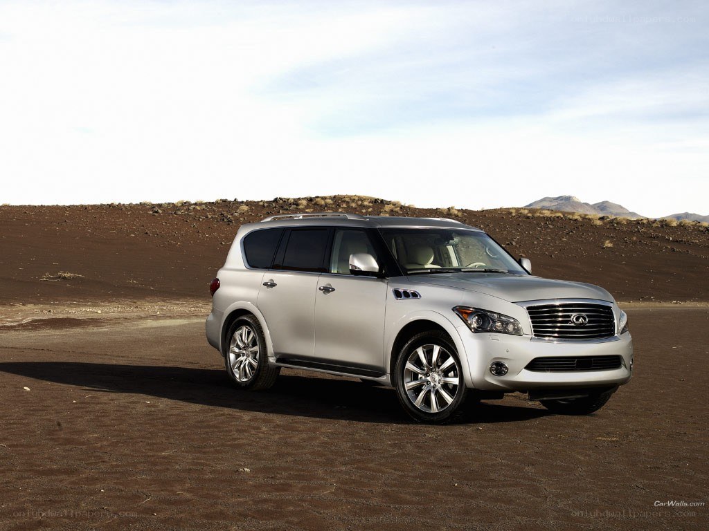silver infiniti suv in desert