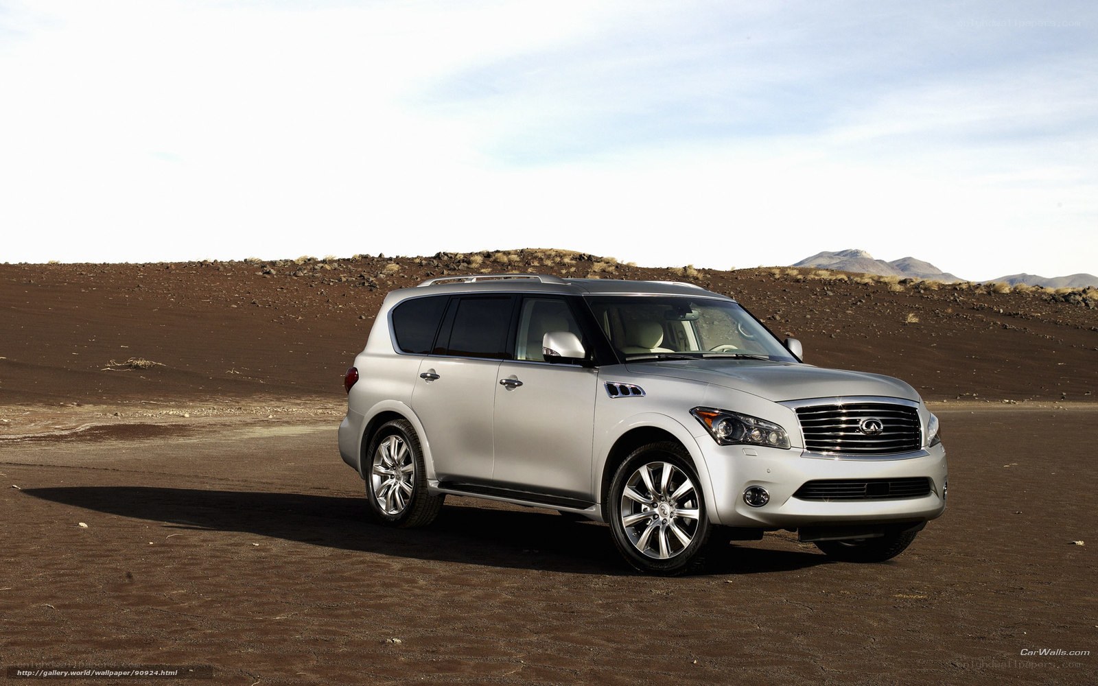 silver infiniti suv in desert
