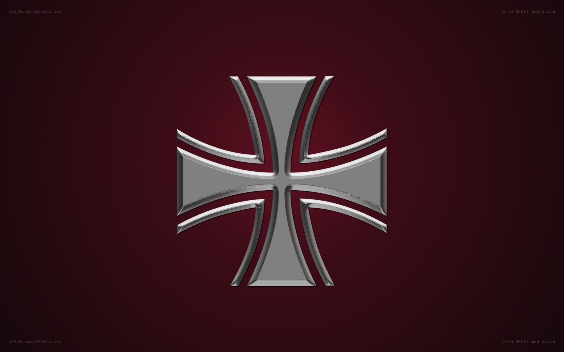 silver iron cross on red
