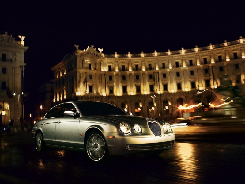 Silver Jaguar Car — Dramatic, Night
