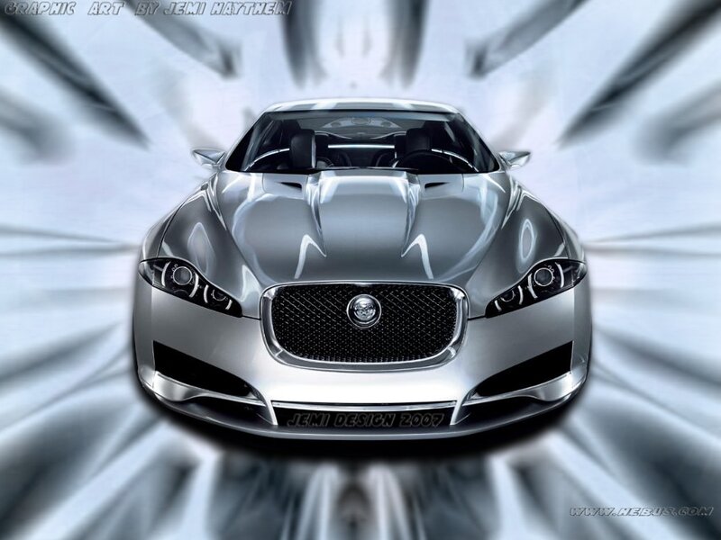 Silver Jaguar Car — Dynamic, Digital Art
