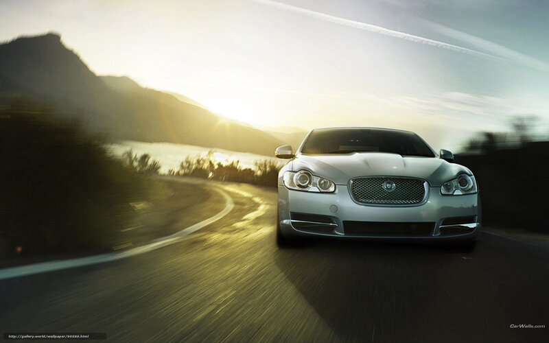 Silver Jaguar Car — Dynamic, Sunset