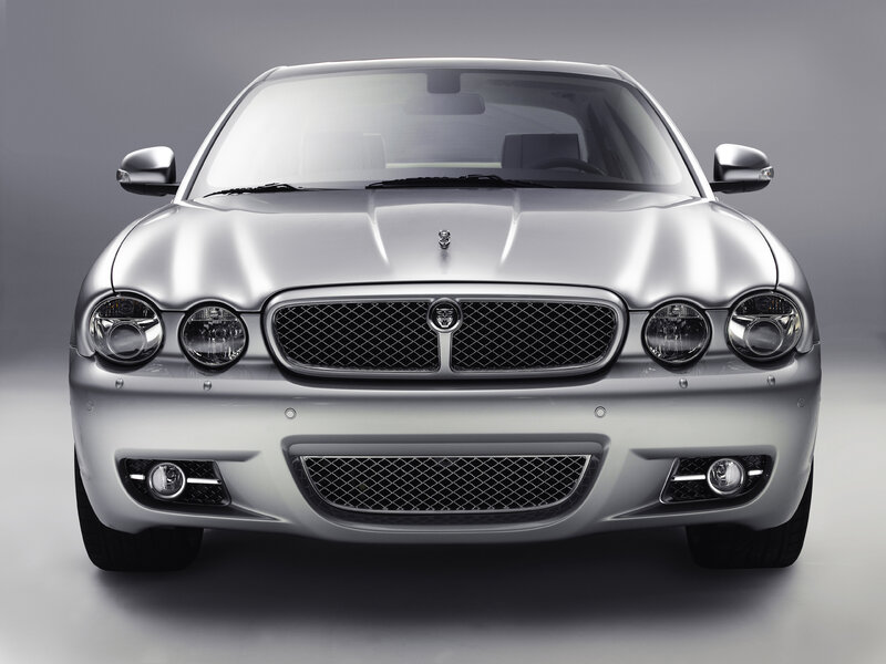 silver jaguar car front view
