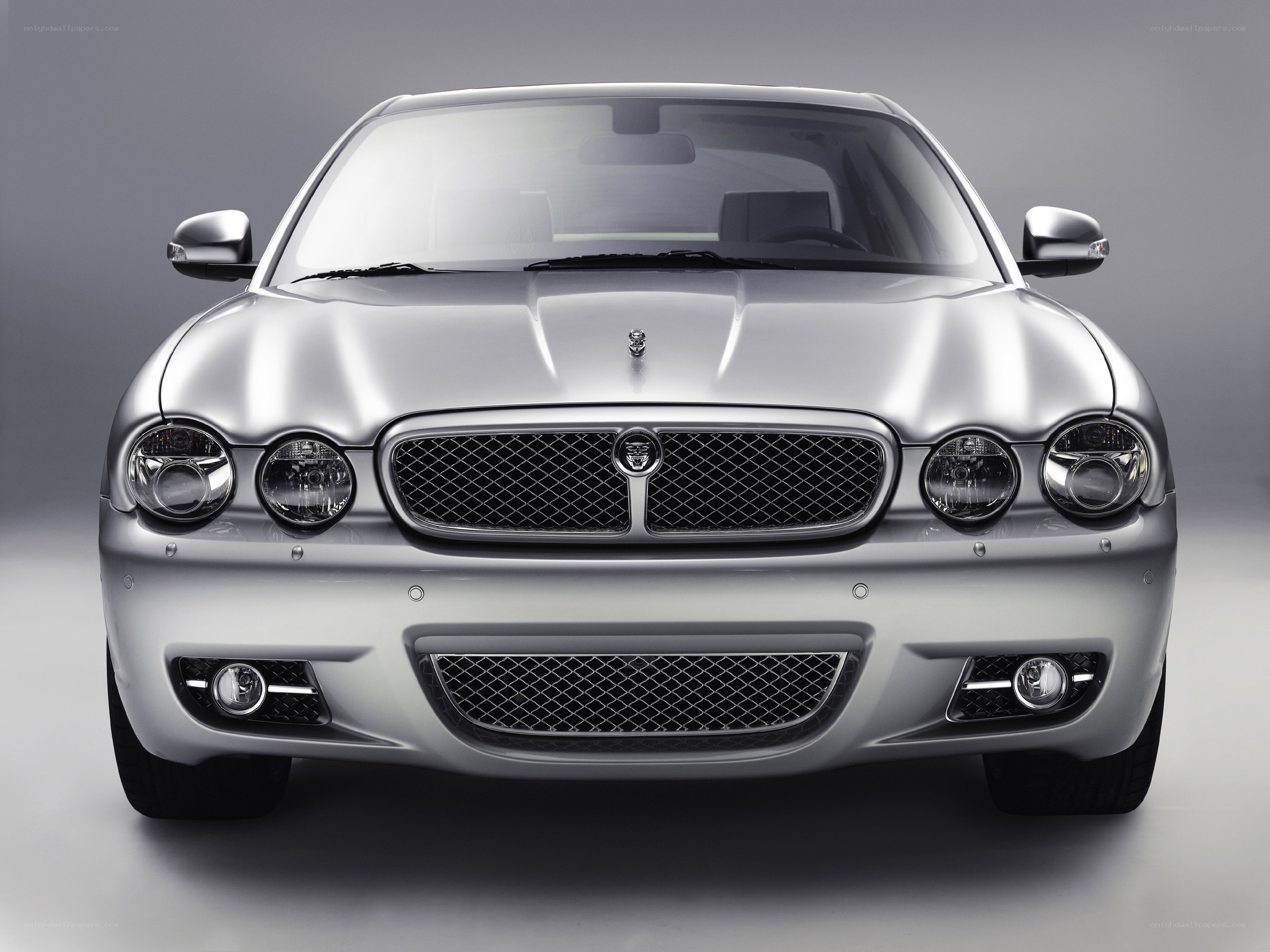 silver jaguar car front view