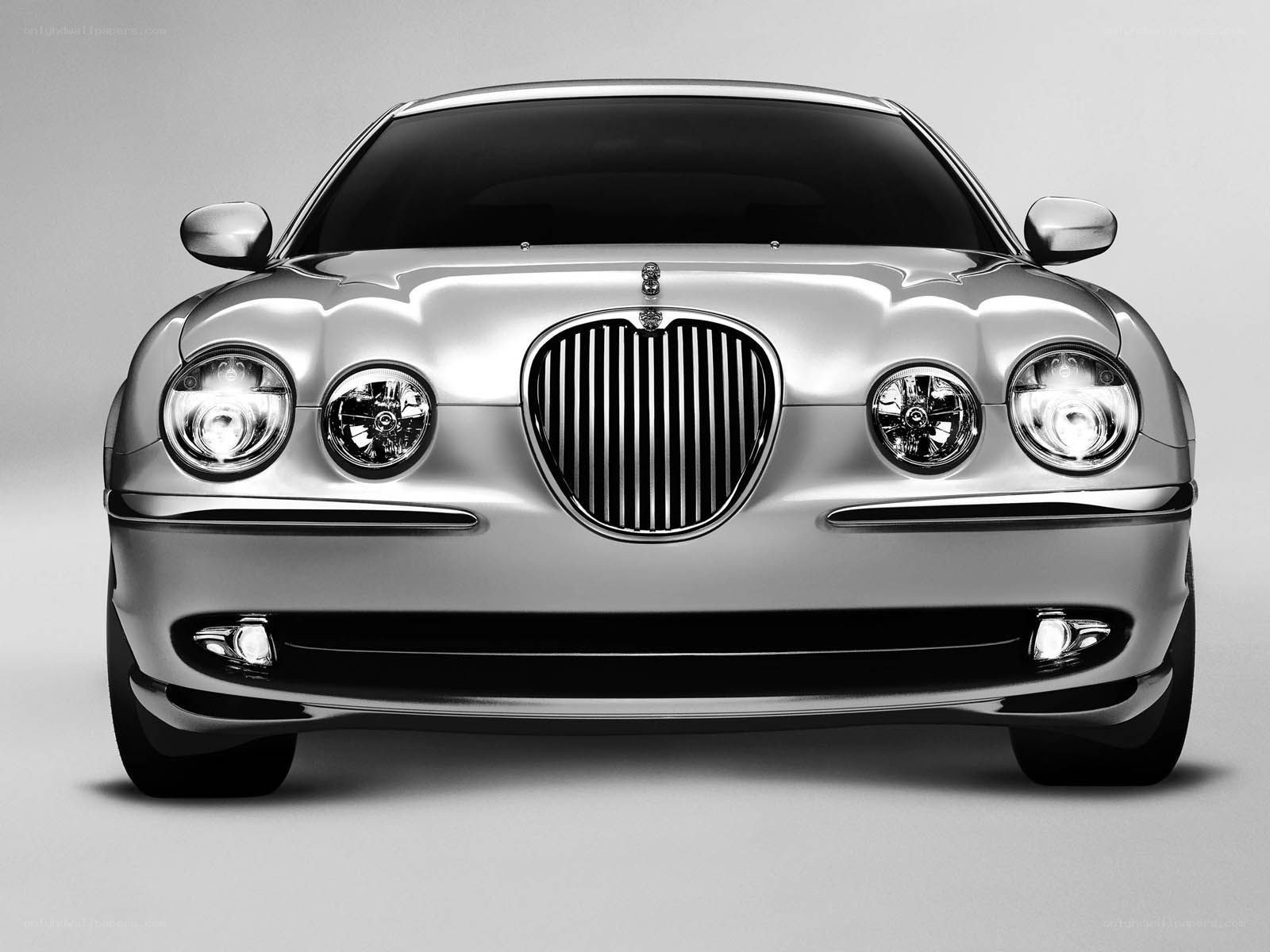 silver jaguar car front view