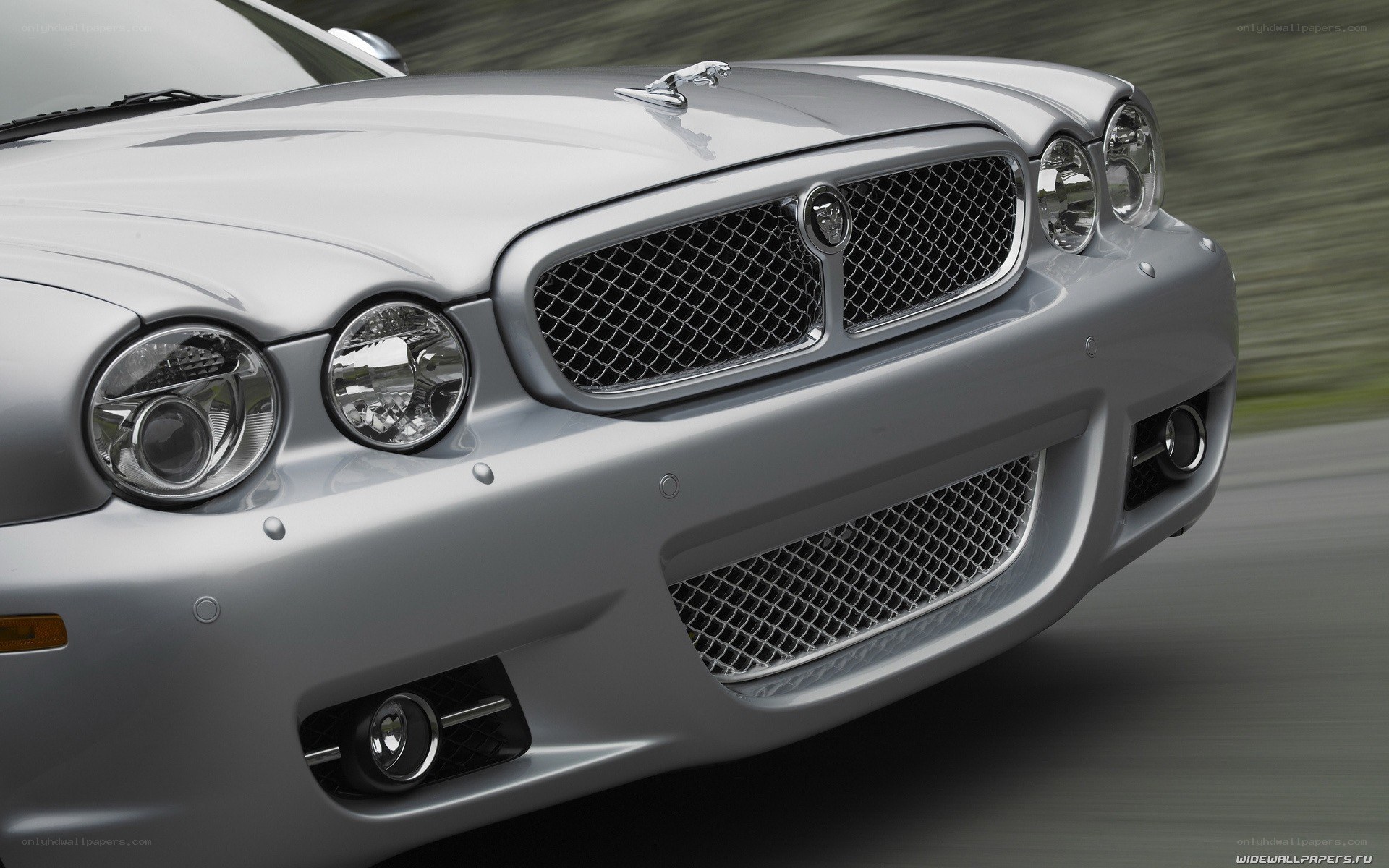silver jaguar car front view