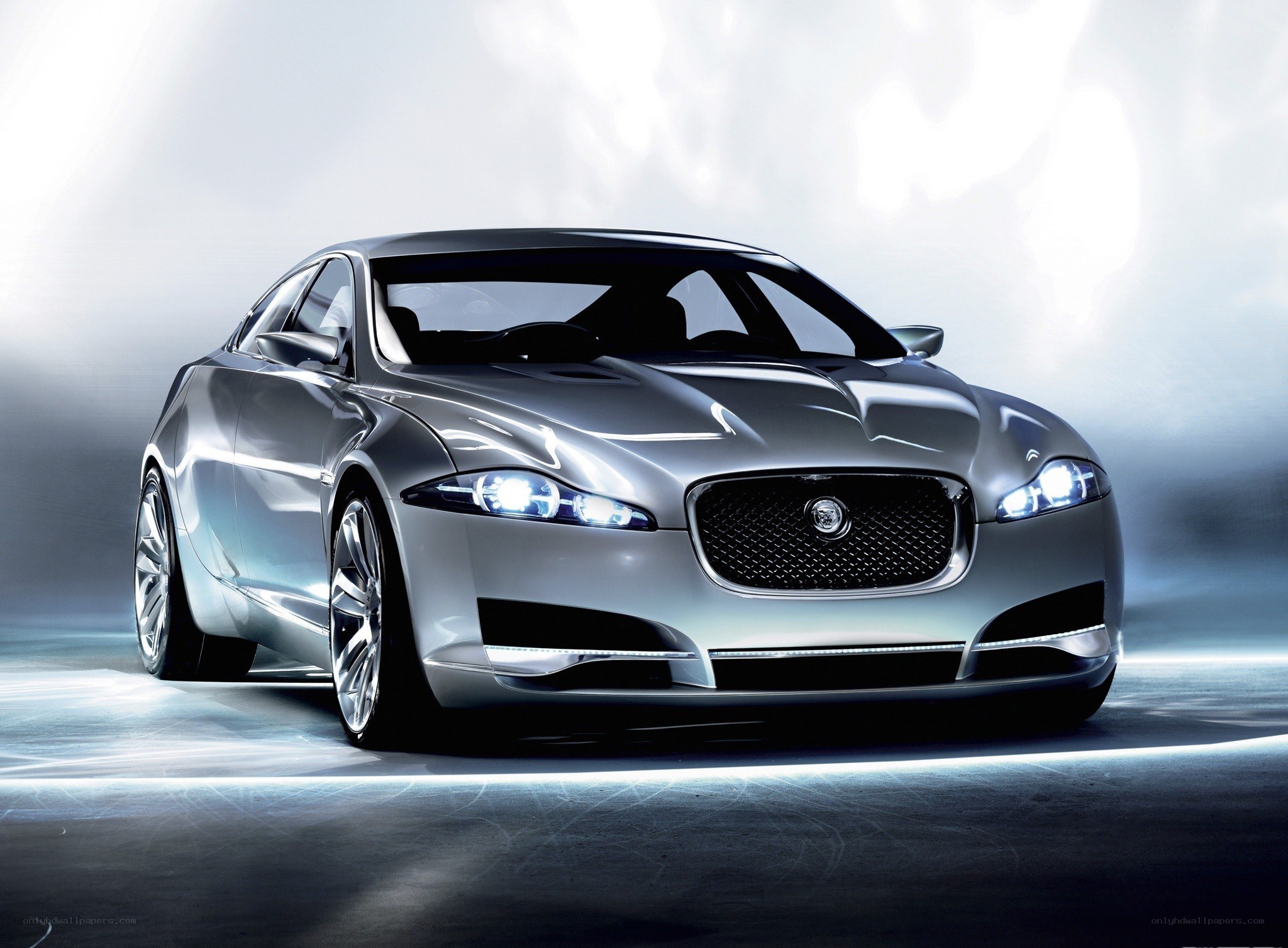 Silver Jaguar Concept Car