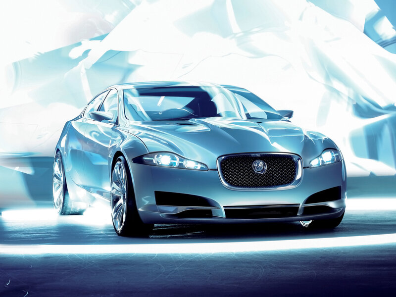 Silver Jaguar Concept Car — Blue