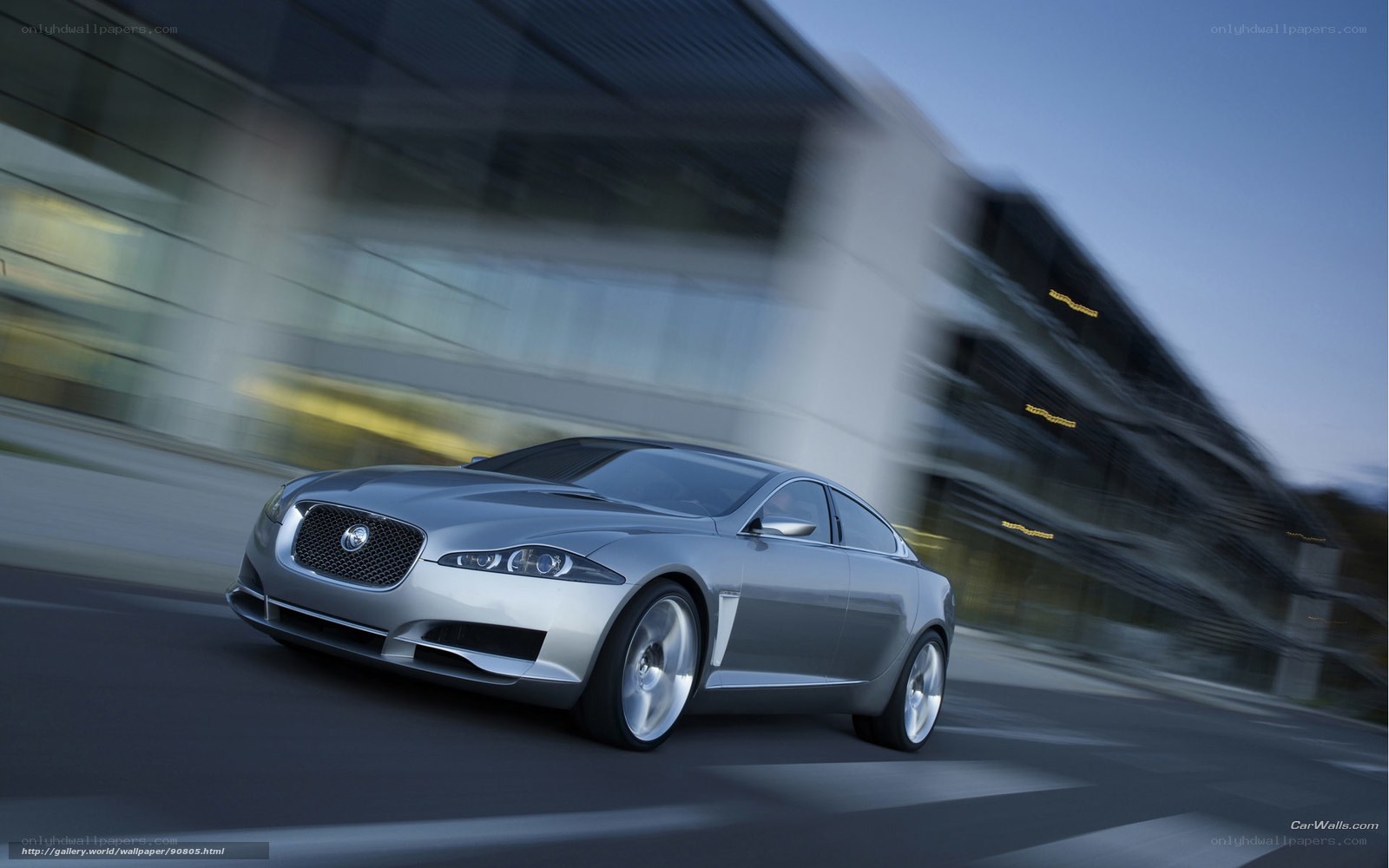 Silver Jaguar concept car in motion