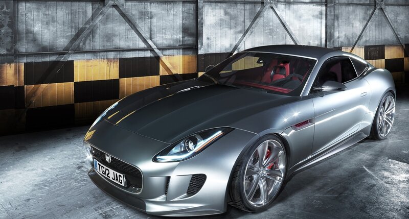 Silver Jaguar F-Type sports car