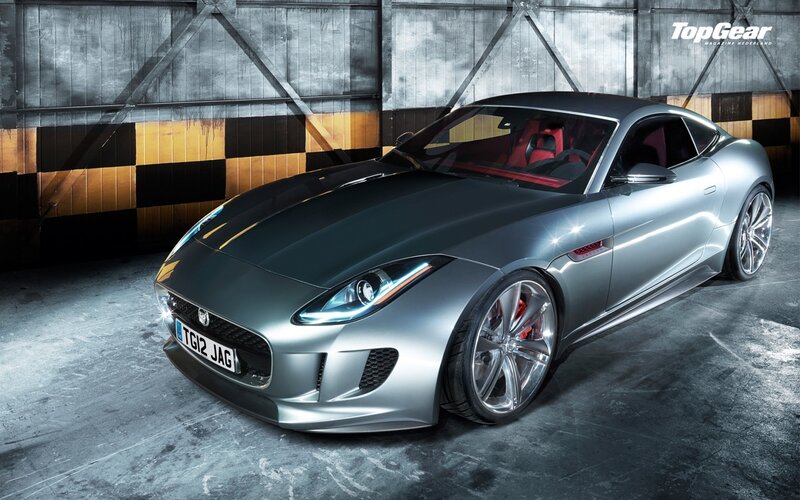 Silver Jaguar F-Type sports car