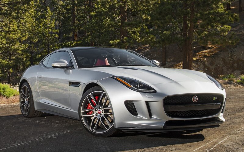 Silver Jaguar F-Type sports car