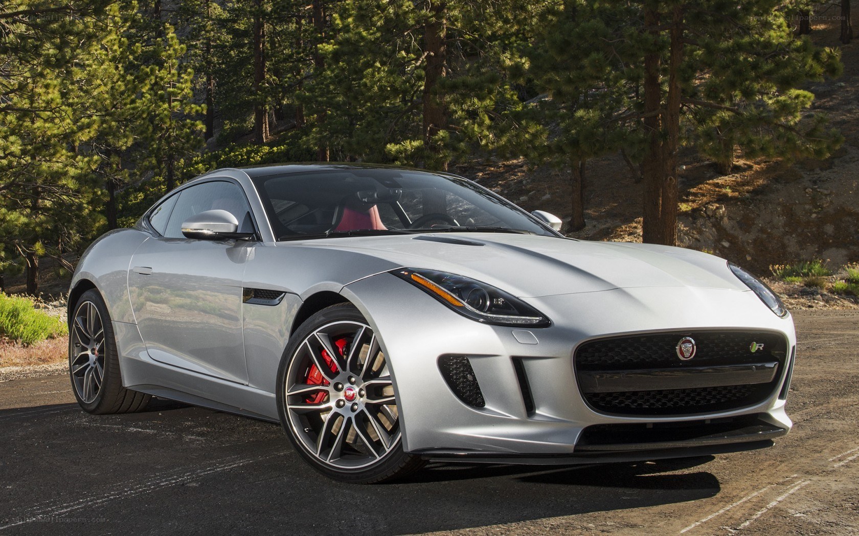 Silver Jaguar F-Type sports car