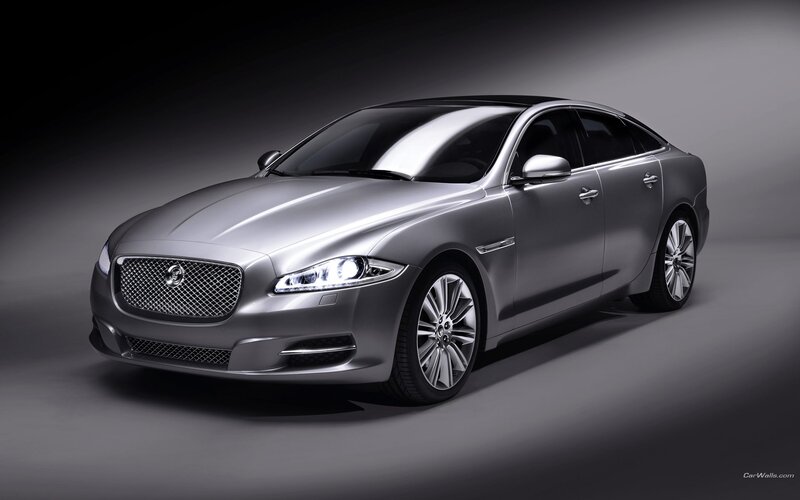 Silver Jaguar luxury sedan