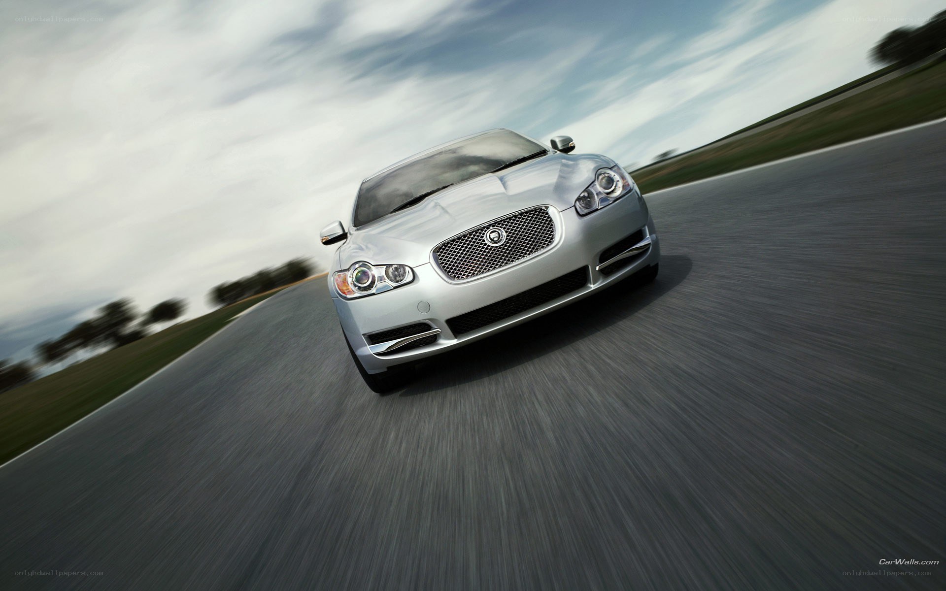 silver jaguar on a racetrack