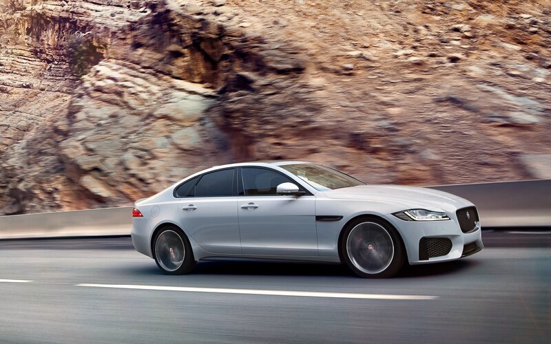 Silver Jaguar Sedan — Dynamic, Afternoon, Photograph