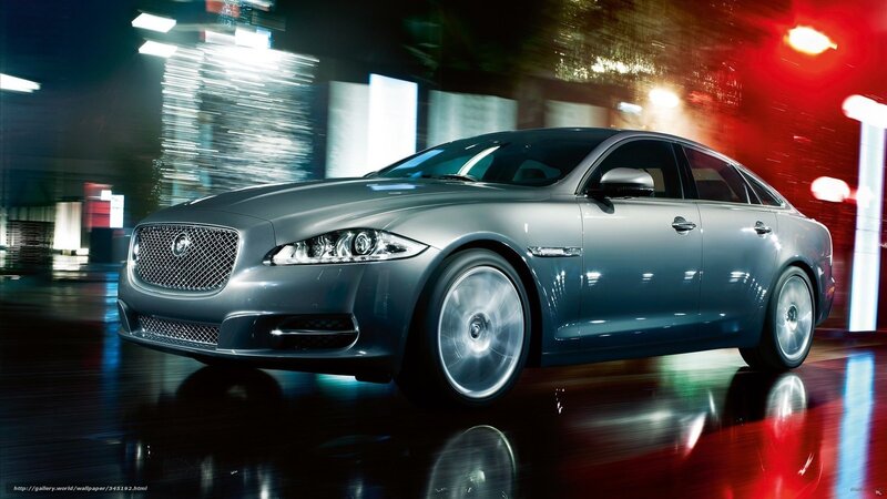 Silver Jaguar Sedan — Gray, Dramatic, Night, Photograph