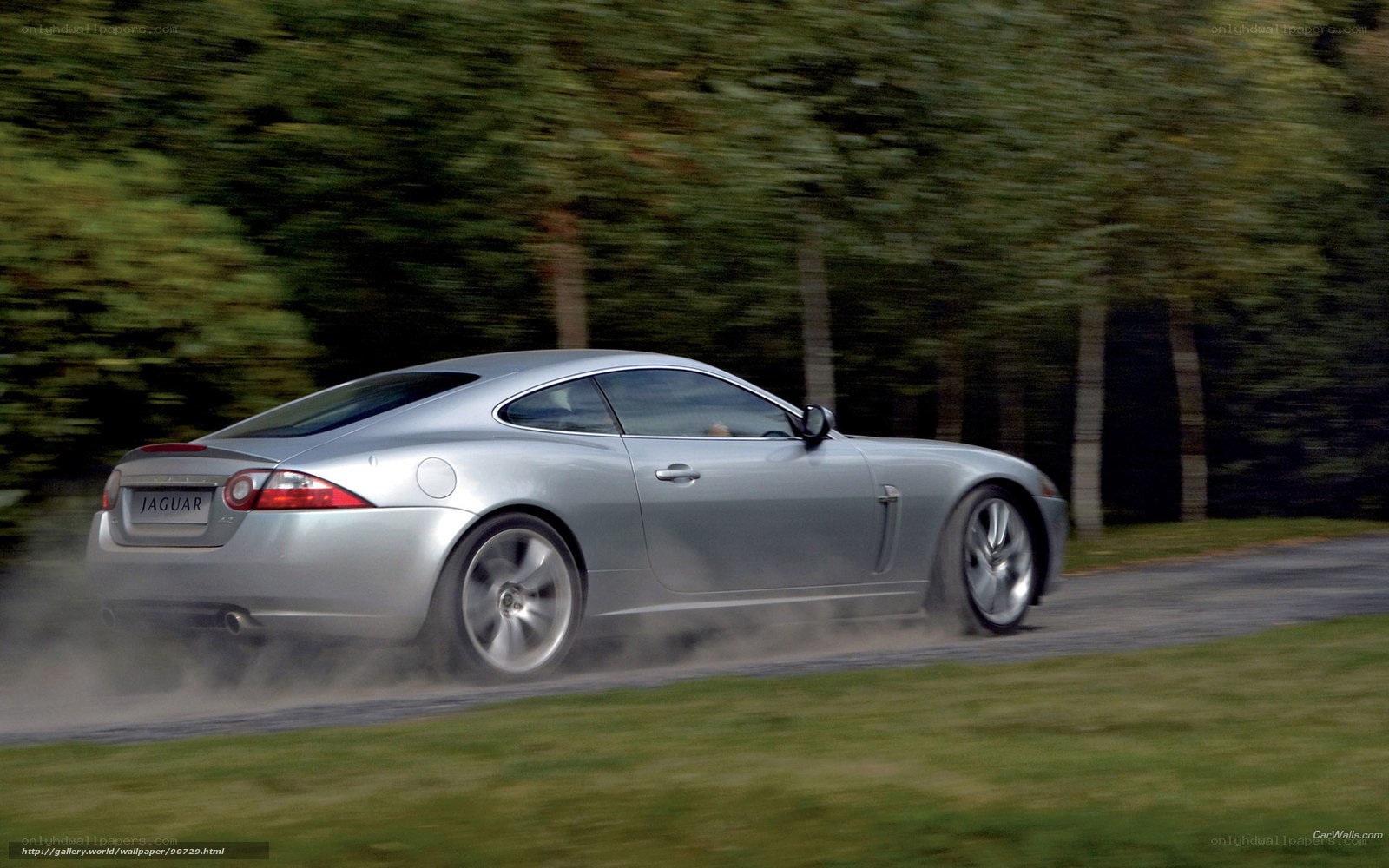 silver jaguar speeding on road