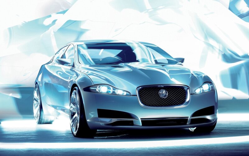 Silver Jaguar sports car