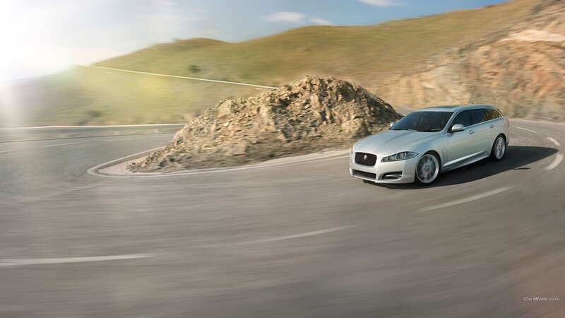 Silver Jaguar Station Wagon — Dynamic, Afternoon, Photograph