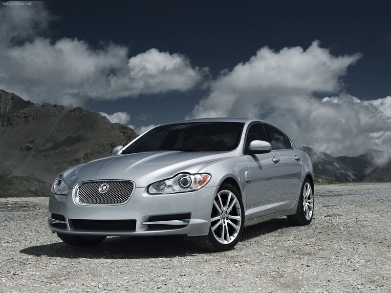 Silver Jaguar XF sedan