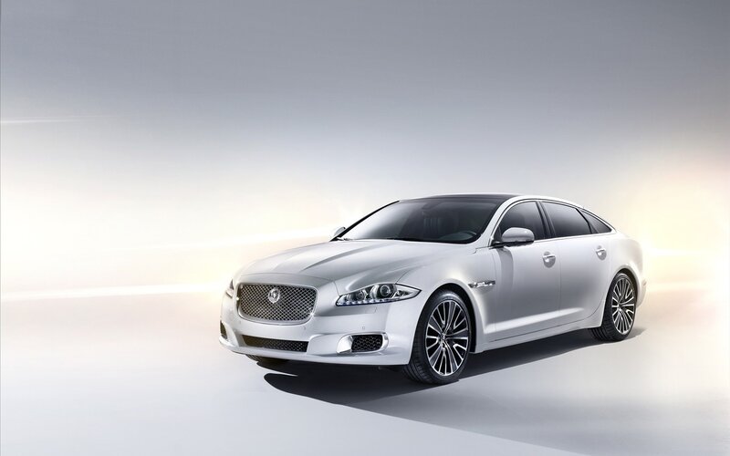 Silver Jaguar Xj Sedan — White, Dramatic, Photograph