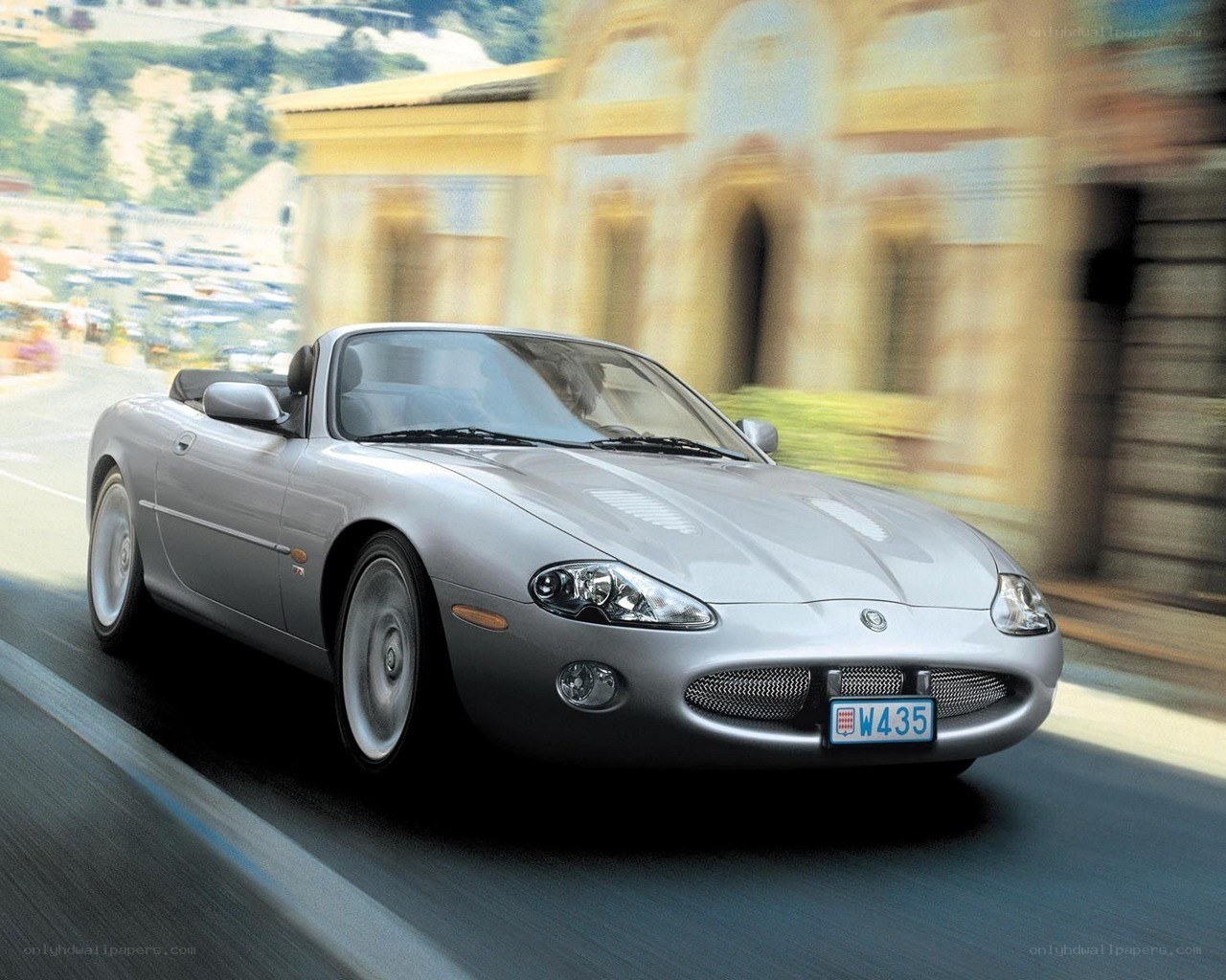 Silver Jaguar XK8 convertible