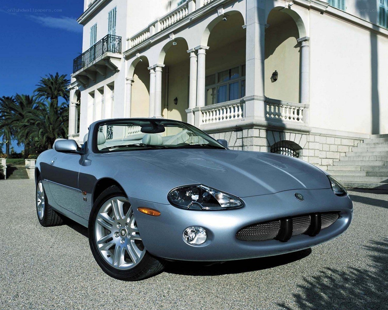 Silver Jaguar XK8 convertible