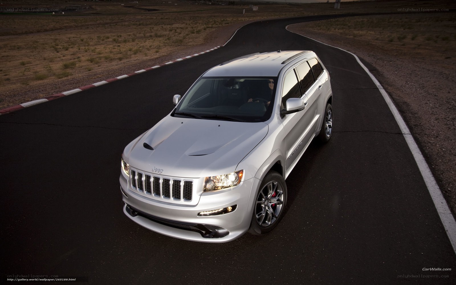 Silver Jeep on a racetrack
