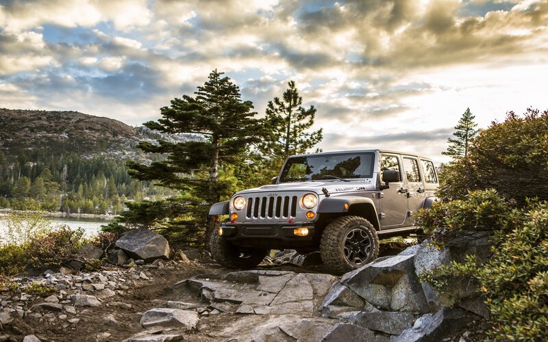 Silver Jeep Wrangler — Gray, Dramatic, Sunset