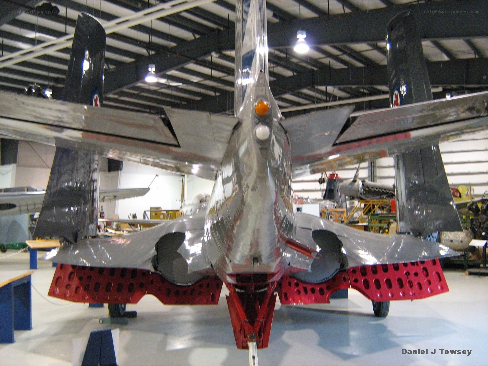 Silver jet aircraft on display