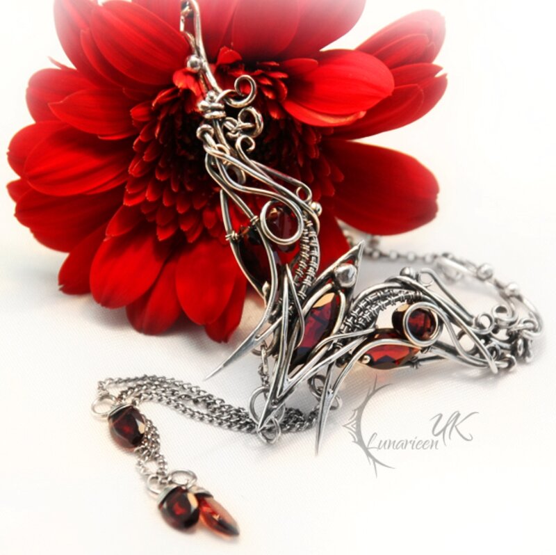 Silver Jewelry Set — Red