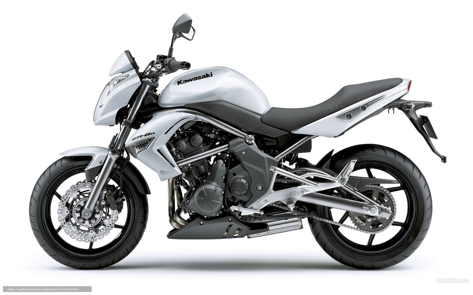 Silver Kawasaki ER-6n motorcycle