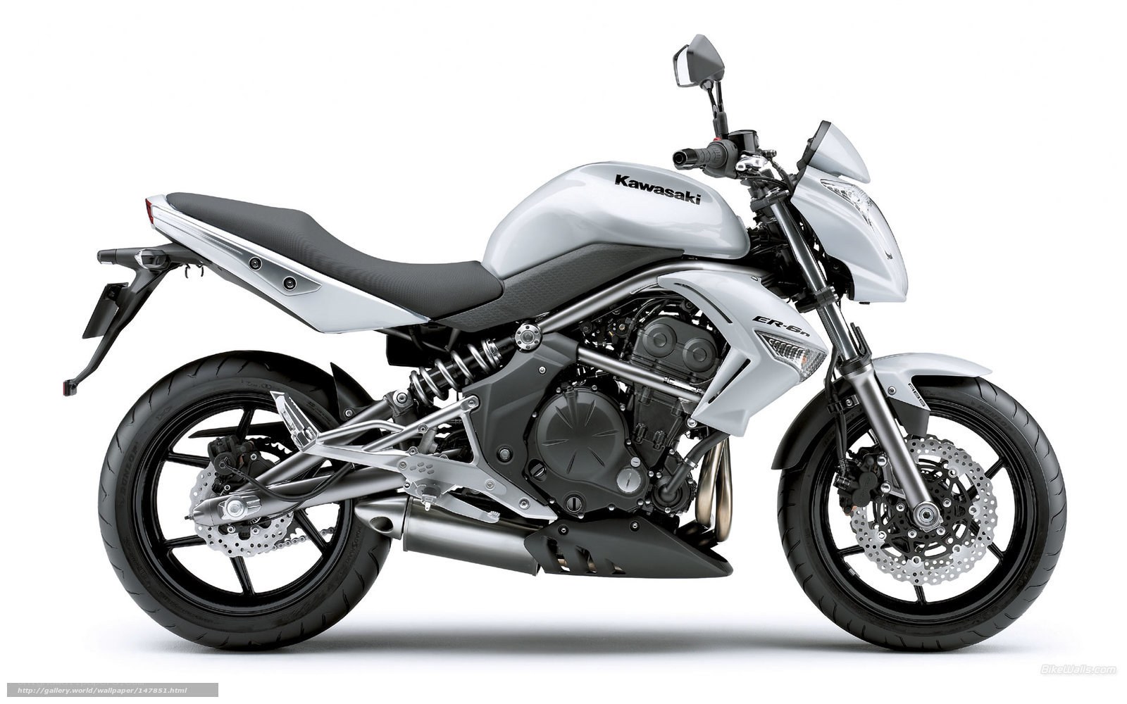 Silver Kawasaki ER-6n motorcycle