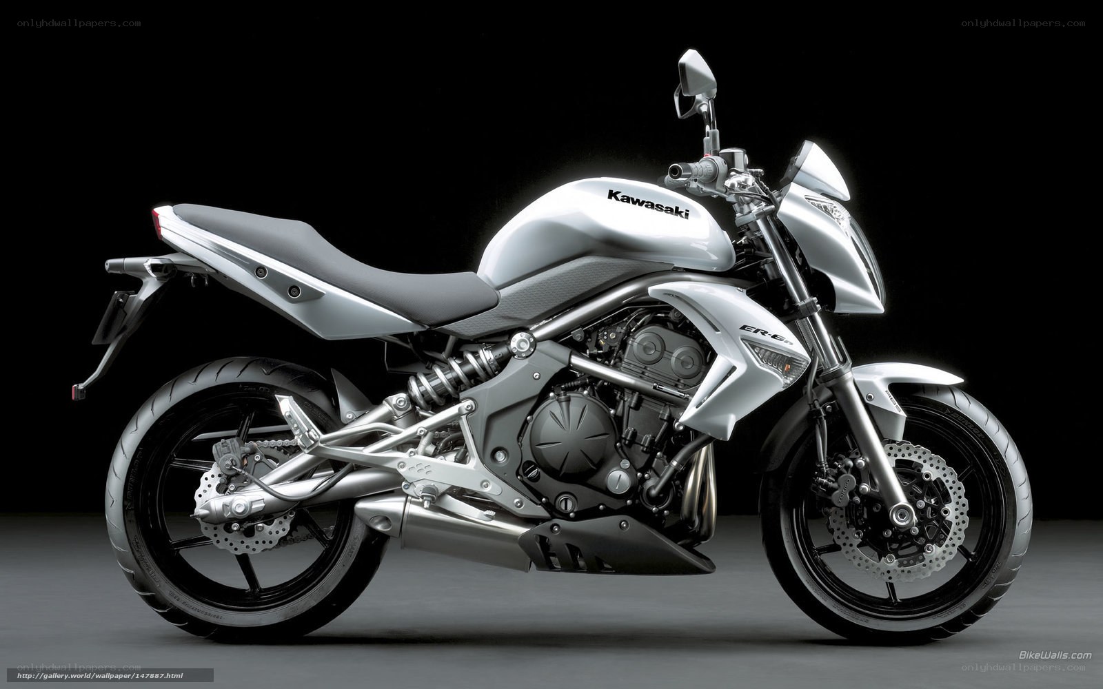 Silver Kawasaki ER-6n motorcycle