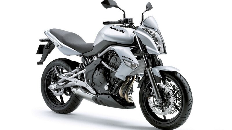 Silver Kawasaki ER-6n motorcycle