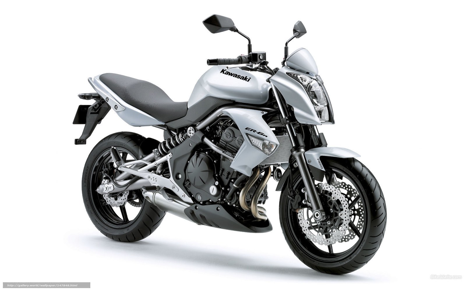 Silver Kawasaki ER-6n motorcycle