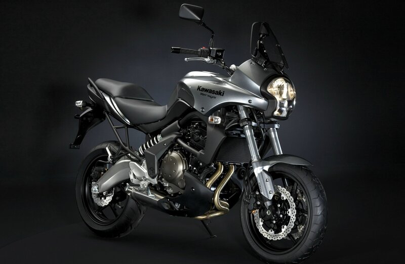 Silver Kawasaki Motorcycle — Black