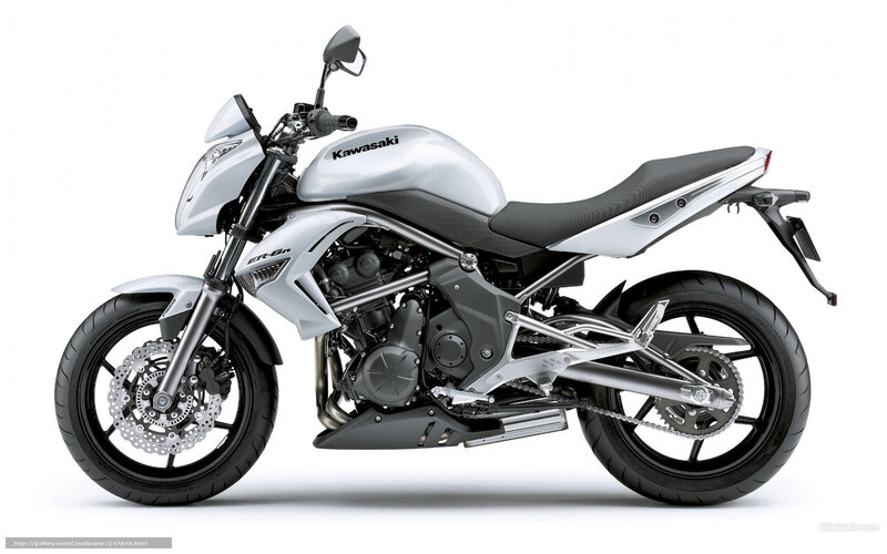 Silver Kawasaki Motorcycle — White, Neutral