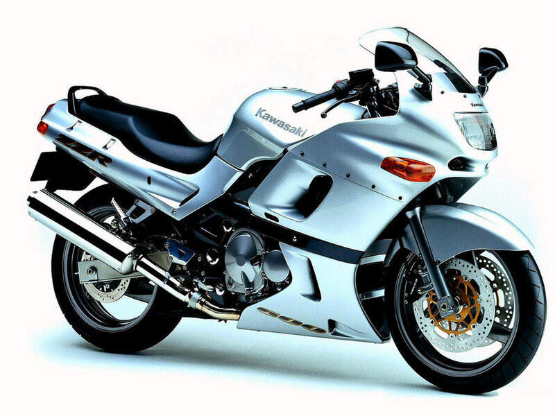 Silver Kawasaki sport motorcycle