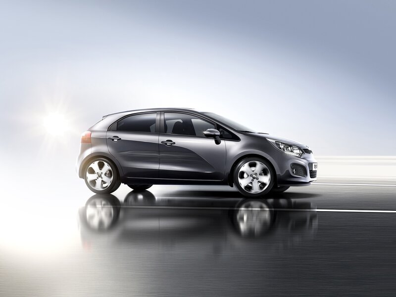 Silver Kia Rio Hatchback